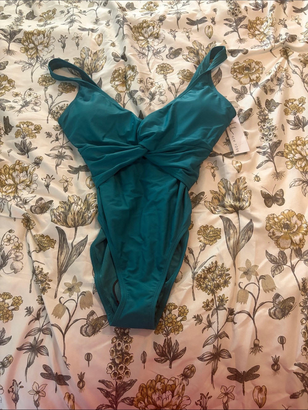 Nicole Miller Teal One-Piece Swimsuit with Twist Detail